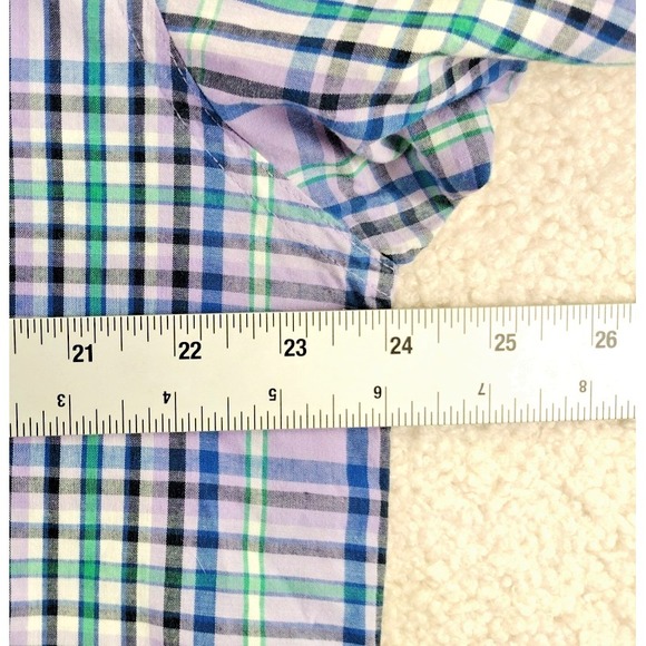 CHAPS Mens Plaid Short Sleeve Button Down Shirt Cotton Polyester Blend Size L - Picture 5 of 15